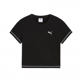 Puma Dare To Texture Baby Slim Fit Crop Γυναικεια Μπλουζα Μαυρη