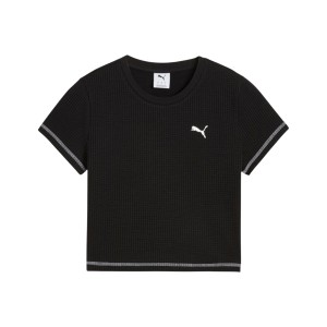 Puma Dare To Texture Baby Slim Fit Crop Γυναικεια Μπλουζα Μαυρη