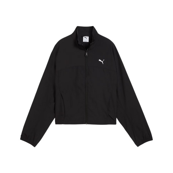 Puma Dare To Oversized Zip Off Woven Mesh Oversized Γυναικεια Ζακετα Μαυρο - Λευκο