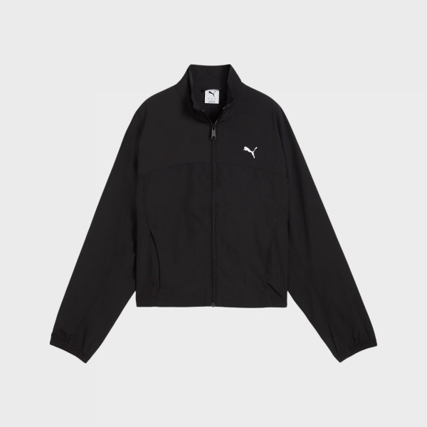 Puma Dare To Oversized Zip Off Woven Mesh Oversized Γυναικεια Ζακετα Μαυρο - Λευκο