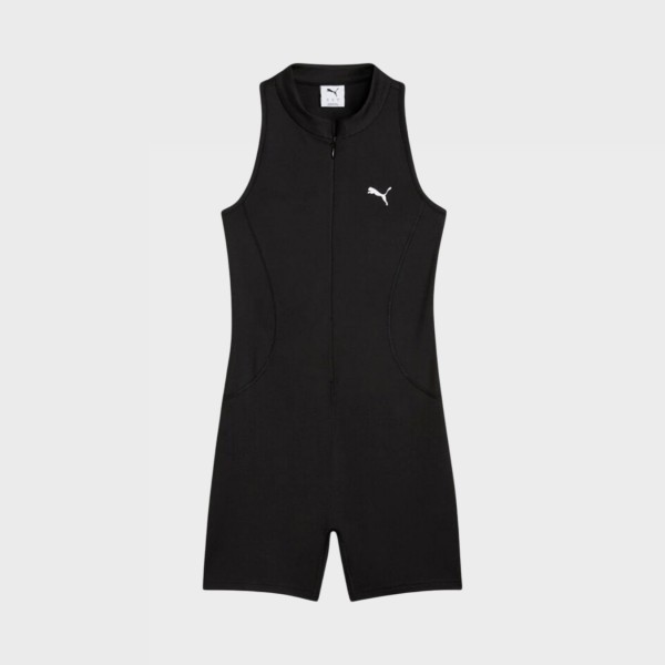 Puma Dare To Onesie Cut Out Zipper Κοντο Γυναικειο Ολοσωμο Μαυρο