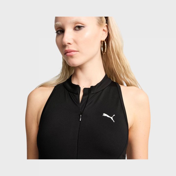 Puma Dare To Onesie Cut Out Zipper Κοντο Γυναικειο Ολοσωμο Μαυρο