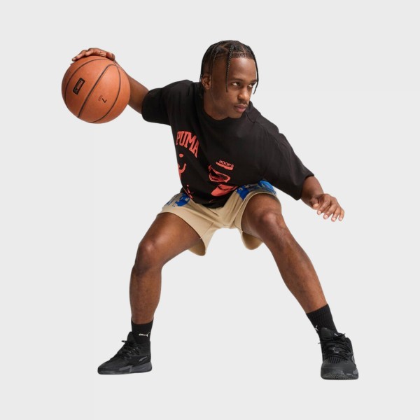 Puma Excavation Hoops Front And Back Graphics Ανδρικη Μπλουζα Μαυρη