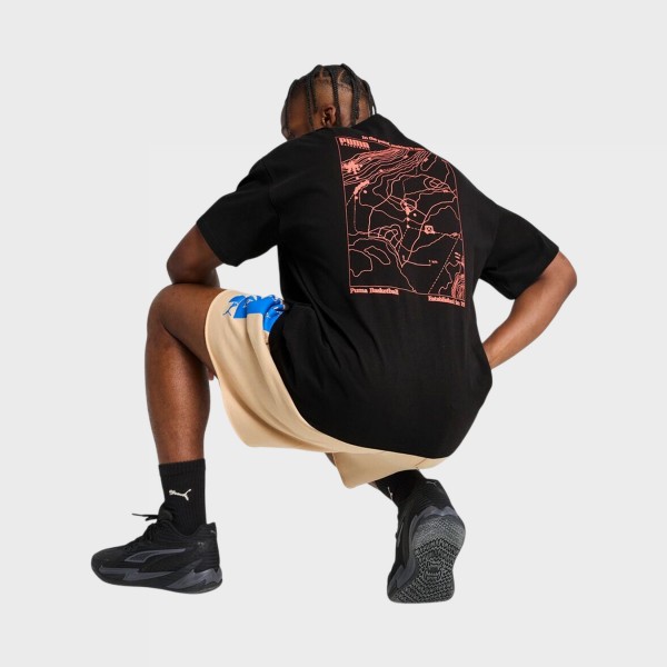 Puma Excavation Hoops Front And Back Graphics Ανδρικη Μπλουζα Μαυρη