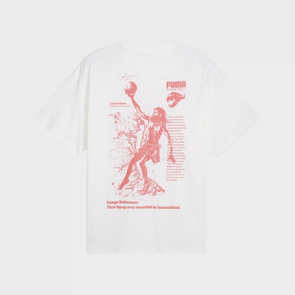 Puma The Firtsts Buckets Basketball Oversized Ανδρικη Μπλουζα Λευκη