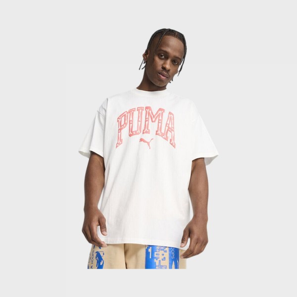 Puma The Firtsts Buckets Basketball Oversized Ανδρικη Μπλουζα Λευκη