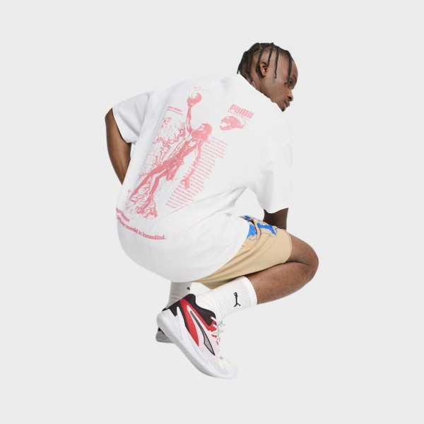 Puma The Firtsts Buckets Basketball Oversized Ανδρικη Μπλουζα Λευκη
