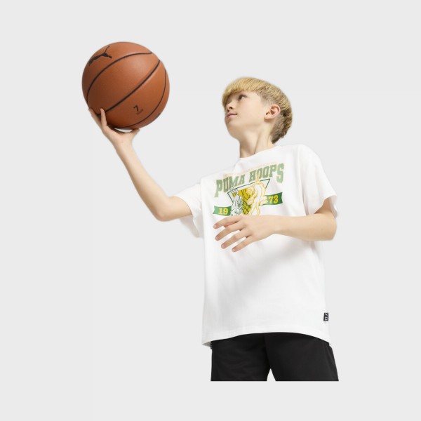 Puma Rival Rage II Hoops Graphics Παιδικη Μπλουζα Λευκη
