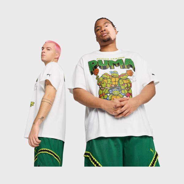 Puma Hoops X TMNT Graphic Turtles II Ανδρικη Μπλουζα Λευκη