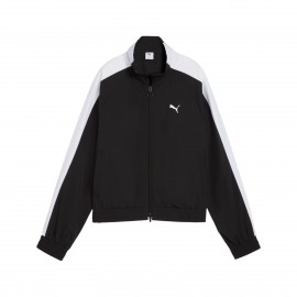 Puma T7 Relaxed Woven Track Neck Opening Γυναικεια Ζακετα Μαυρο - Λευκο