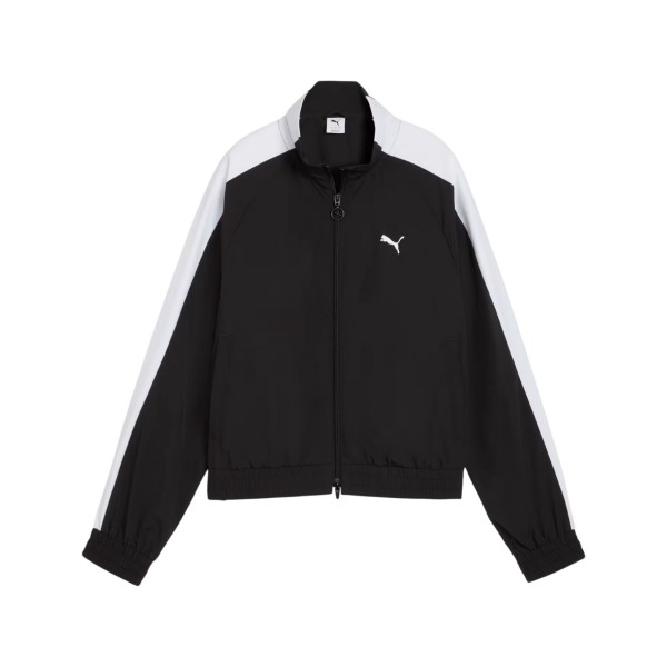 Puma T7 Relaxed Woven Track Neck Opening Γυναικεια Ζακετα Μαυρο - Λευκο