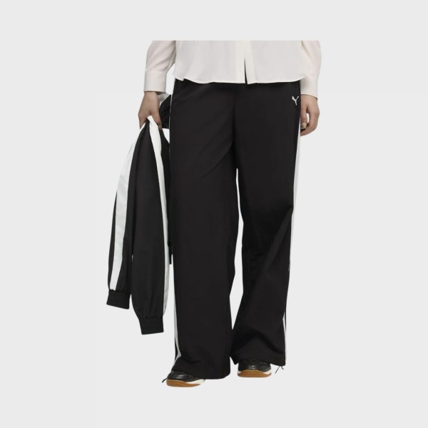 Puma T7 Relaxed Woven Timeless Classic Pants Γυναικειο Παντελονι Μαυρο - Λευκο