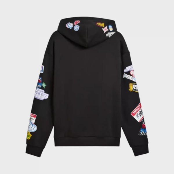 Puma Hooper Hotline Pullover Hooded Prints Ανδρικη Φουτερ Μαυρη