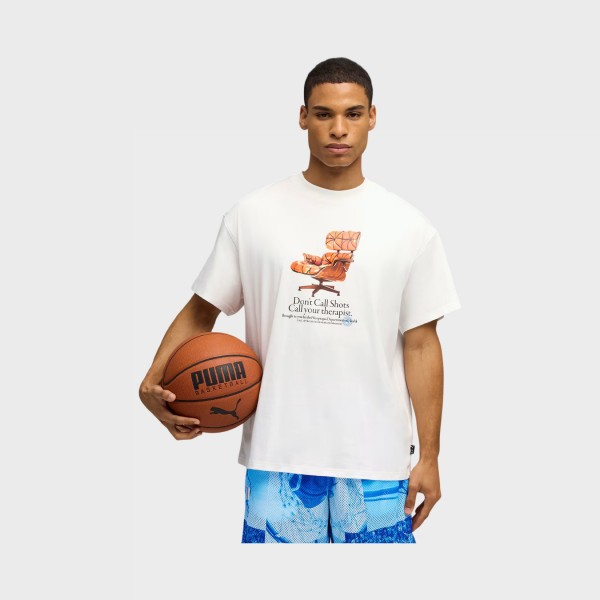 Puma Hootopia Health Graphics Style Ανδρικη Μπλουζα Λευκη