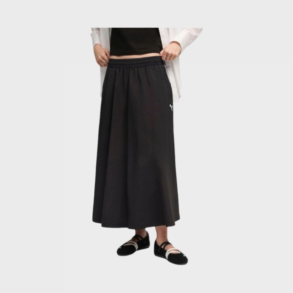 PUMA T7 Woven Midi Style Γυναικεια Φουστα Μαυρη