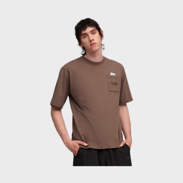 Puma x Ripndip Relaxed Pocket Cat Ανδρικη Μπλουζα Καφε