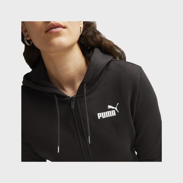 Puma Essentials Tape Fleece Hooded Γυναικεια Ζακετα Μαυρη