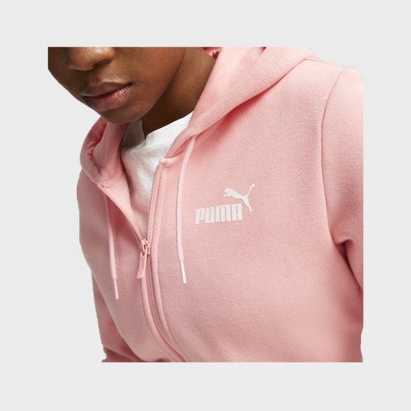 Puma Essentials Tape Fleece Hooded Γυναικεια Ζακετα Ροζ