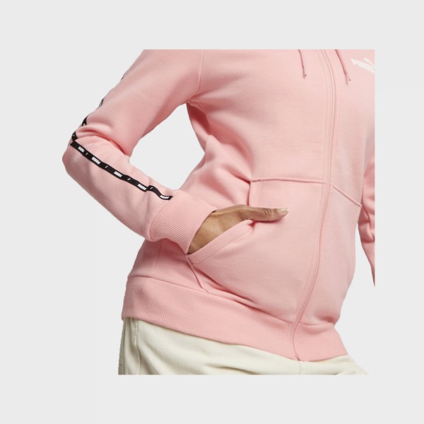 Puma Essentials Tape Fleece Hooded Γυναικεια Ζακετα Ροζ