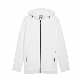 Puma Evostripe Tech Full Zip Hooded Small Logo Ανδρικη Ζακετα Λευκη