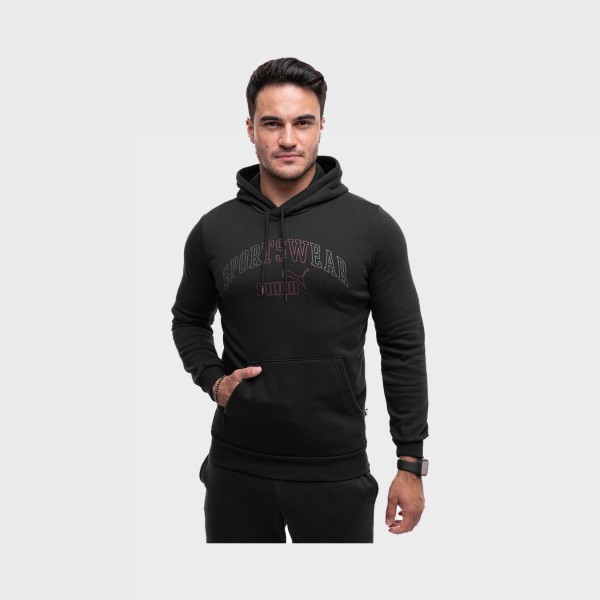 Puma Essentials Plus Logo Lab Gradient Hooded Ανδρικη Φουτερ Μαυρο