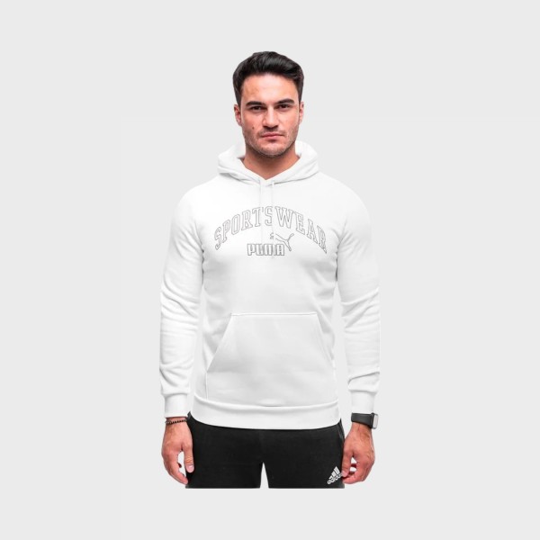 Puma Essentials Plus Logo Lab Gradient Hooded Ανδρικη Φουτερ Λευκη