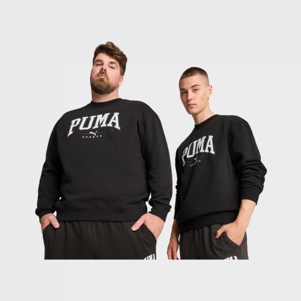 Puma Squad Crew Neck Fleece Chest Catlogo Ανδρικη Φουτερ Μαυρο