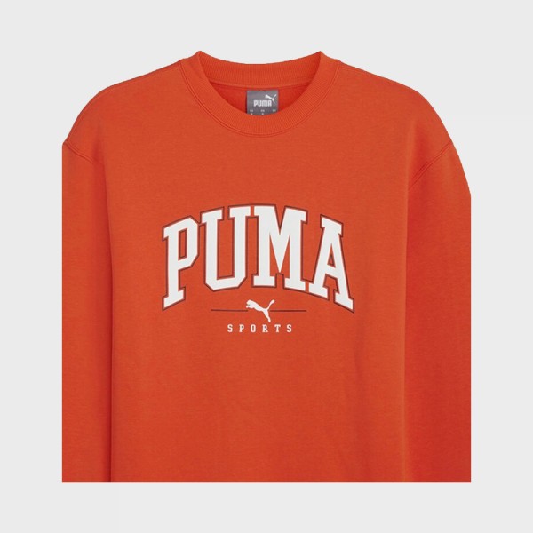 Puma Squad Crew Neck Fleece Chest Catlogo Ανδρικη Φουτερ Πορτοκαλι