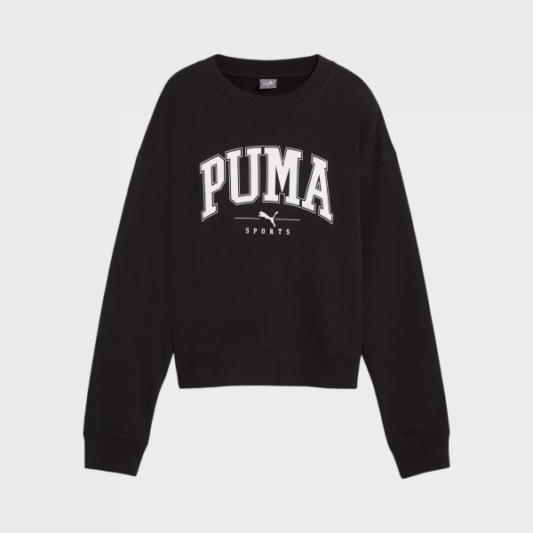 Puma Squad Crew Neck Big Log Relaxed Γυναικεια Μπλουζα Μαυρη