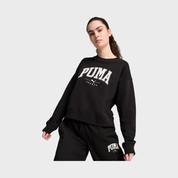 Puma Squad Crew Neck Big Log Relaxed Γυναικεια Μπλουζα Μαυρη