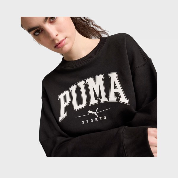 Puma Squad Crew Neck Big Log Relaxed Γυναικεια Μπλουζα Μαυρη