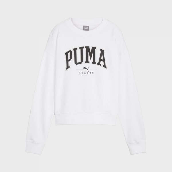 Puma Squad Crew Neck Big Log Relaxed Γυναικεια Μπλουζα Λευκη