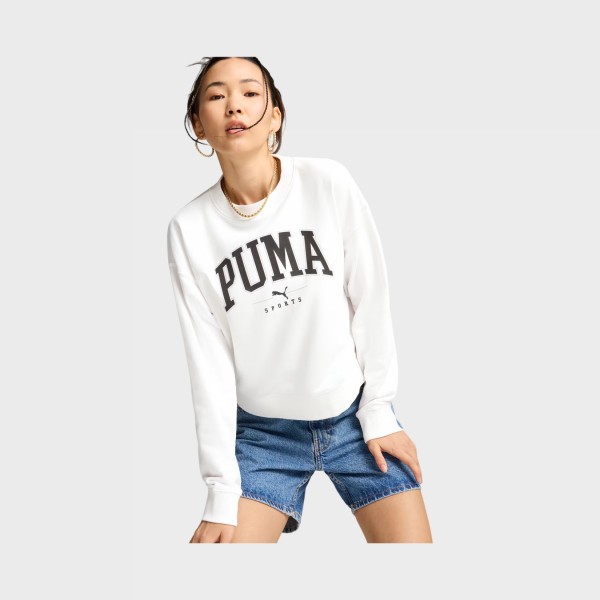 Puma Squad Crew Neck Big Log Relaxed Γυναικεια Μπλουζα Λευκη