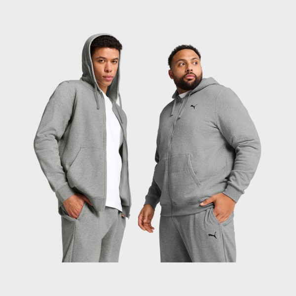 Puma Essential Small Logo Full Zip Hooded Fleece Ανδρικη Ζακετα Γκρι