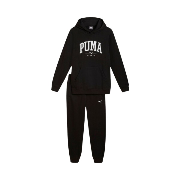 Puma Squad Fleece Hooded Big Logo Ανδρικο Σετ Ρουχων Μαυρο