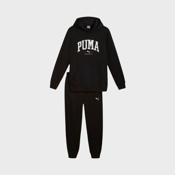 Puma Squad Fleece Hooded Big Logo Ανδρικο Σετ Ρουχων Μαυρο