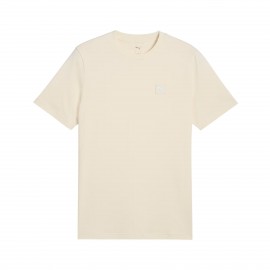 Puma Essentails Elevated Crew Neck Embroided Logo Ανδρικη Μπλουζα Εκρου