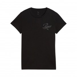Puma Essentials Script Classic Fit Γυναικεια Μπλουζα Μαυρη
