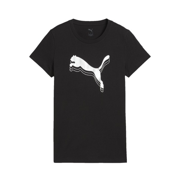 Puma Essentials Metallic Big Cat Logo Γυναικεια Μπλουζα Μαυρη