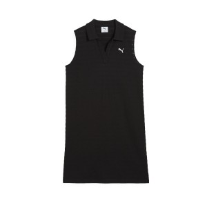Puma Essentials Elevated Relaxed Structured Polo Αμανικο Γυναικειο Φορεμα Μαυρο