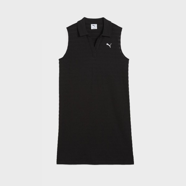 Puma Essentials Elevated Relaxed Structured Polo Αμανικο Γυναικειο Φορεμα Μαυρο