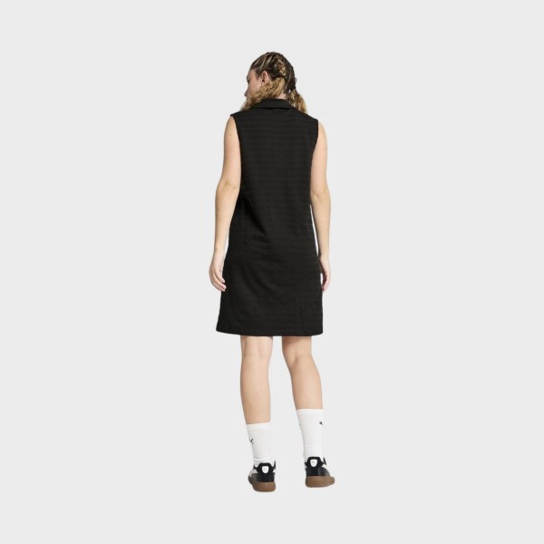 Puma Essentials Elevated Relaxed Structured Polo Αμανικο Γυναικειο Φορεμα Μαυρο