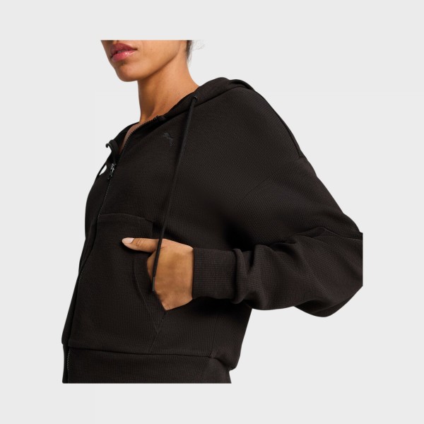 Puma HER Comfort Crop Hooded Laid Back Γυναικεια Ζακετα Μαυρη