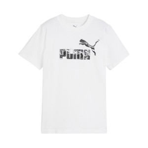 Puma Essentials Camo Filled Logo Παιδικη Μπλουζα Λευκη
