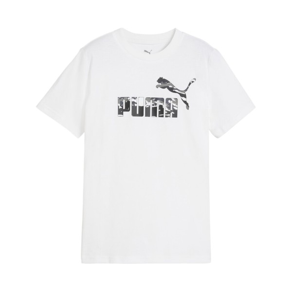 Puma Essentials Camo Filled Logo Παιδικη Μπλουζα Λευκη