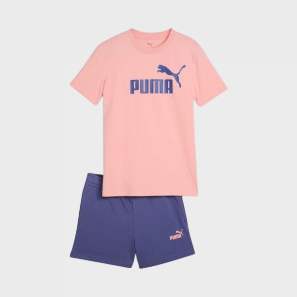 Puma Essentials 2 Color No1 Logo Κοριτσιστικο Παιδικο Σετ Ρουχων Ροζ - Μωβ