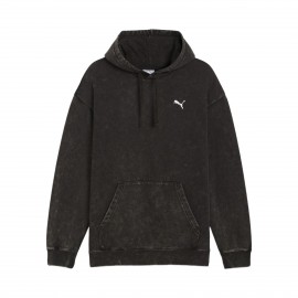 Puma Ess Elevated Relaxed Wash Style FL Hooded Ανδρικο Φουτερ Μαυρο