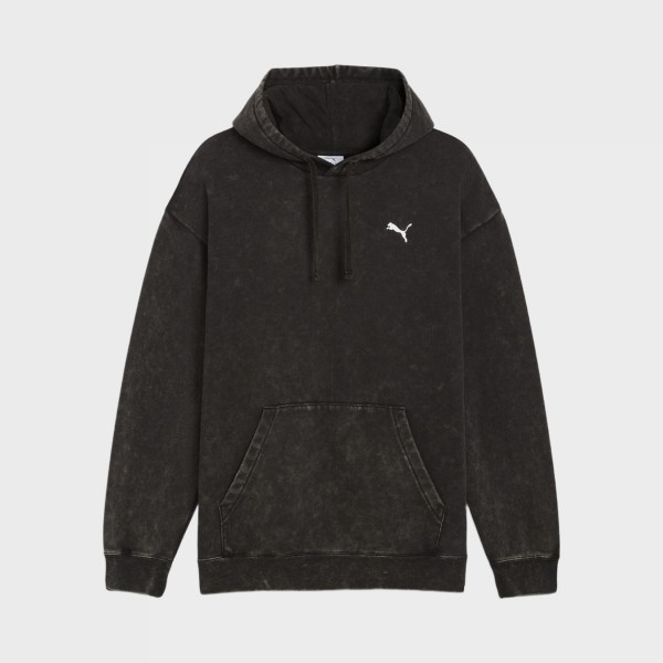 Puma Ess Elevated Relaxed Wash Style FL Hooded Ανδρικο Φουτερ Μαυρο