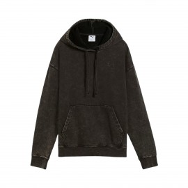 Puma Ess Elevated Relaxed Wash Style FL Hooded Γυναικειο Φουτερ Μαυρο