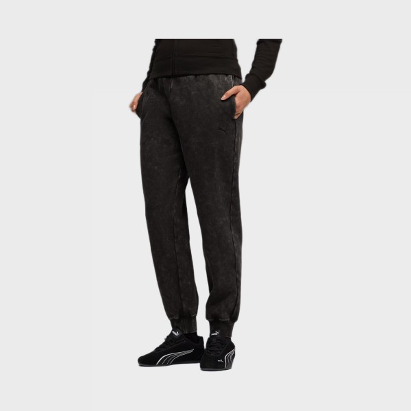 Puma Ess Elevated Comfort Wash Style FL Γυναικειο Παντελονι Μαυρο